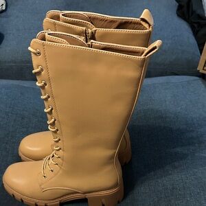 Stylish Tan Lace-Up Boots for Women